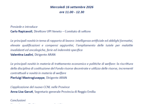 Webinar” Il nuovo contratto di lavoro del comparto funzioni locali”