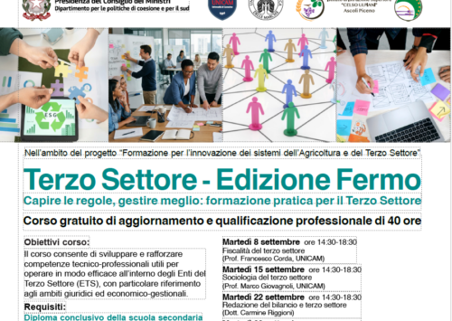 Terzo Settore – Edizione Fermo: al via il corso gratuito di alta formazione per professionisti e operatori